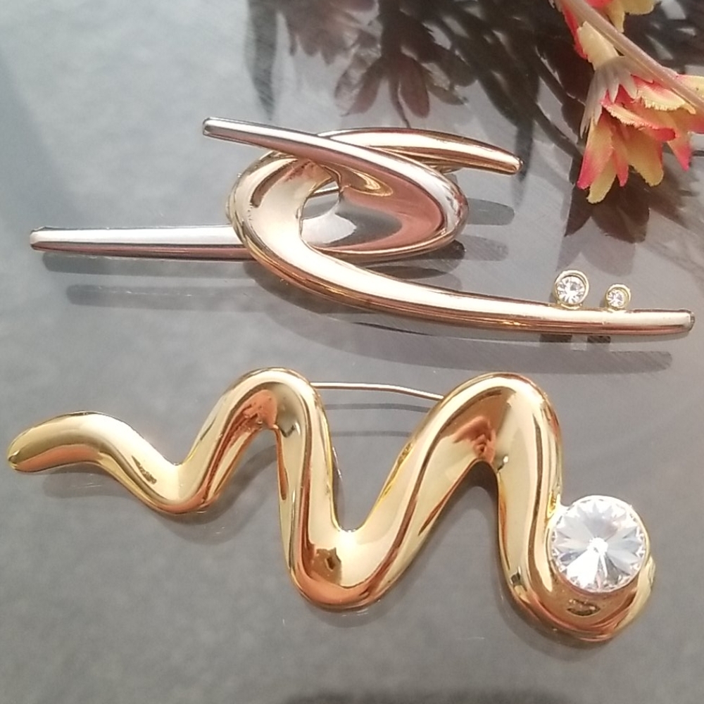 Vintage Fashion Dazzling Brooches, Gold, Diamond